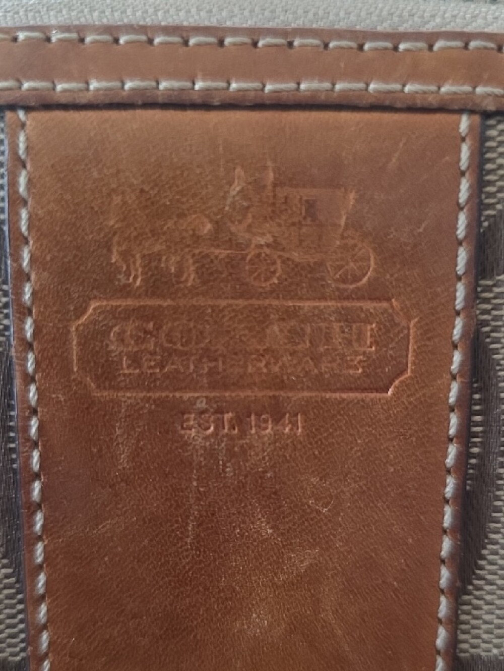 Coach Brown Signature Canvas Zip Wallet with Leather Trim - Picture 2 of 10